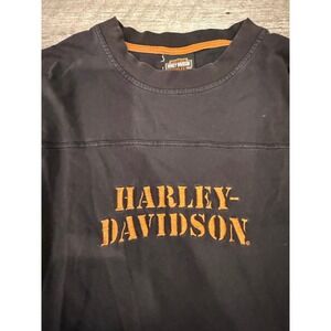 Harley Davidson Long Sleeve Shirt Mens XL Orange Stripes Graphic Tee